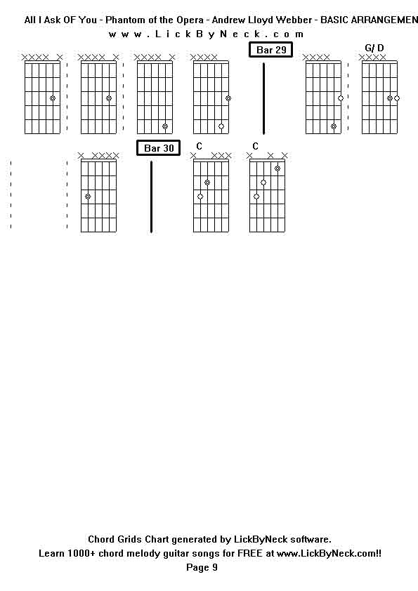 Chord Grids Chart of chord melody fingerstyle guitar song-All I Ask OF You - Phantom of the Opera - Andrew Lloyd Webber - BASIC ARRANGEMENT,generated by LickByNeck software.